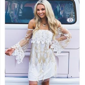 White and gold dress